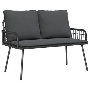 vidaXL Garden Bench with Cushion Grey 114 x 64 x 78cm Metal