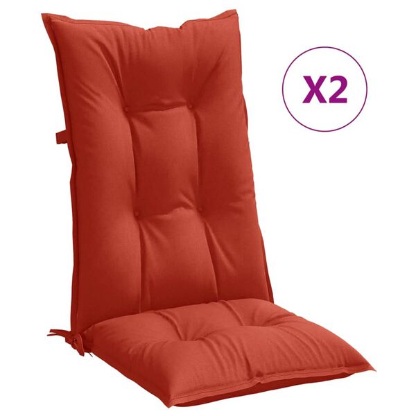 vidaXL Highback Chair Cushions 2 pcs Melange Red 120x50x7 cm Fabric