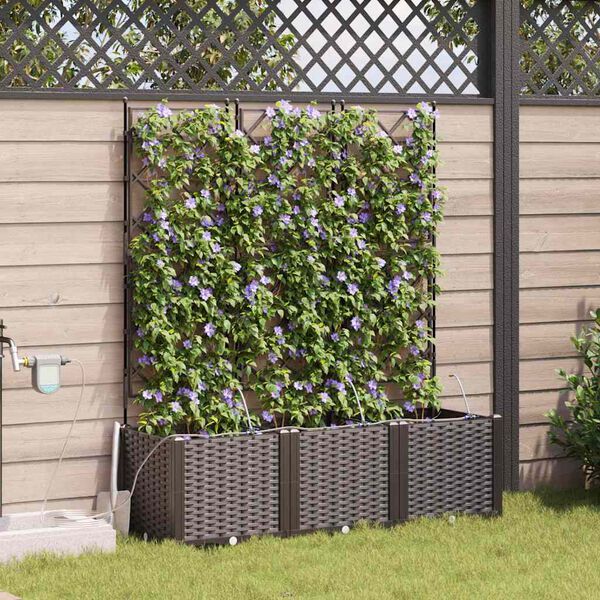 vidaXL Garden Planter 3 pcs Brown Plastic