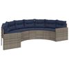 vidaXL Garden Sofa with Table and Cushions Half-Round Grey Poly Rattan