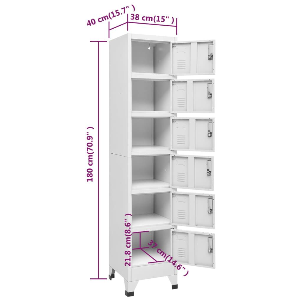 vidaXL Locker Cabinet Light Grey 38x40x180 cm Steel