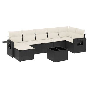 vidaXL 8 Piece Garden Sofa Set with Cushions Black Poly Rattan