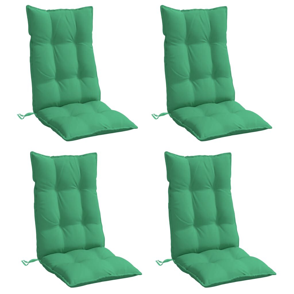 vidaXL Highback Chair Cushions 4 pcs Green Oxford Fabric