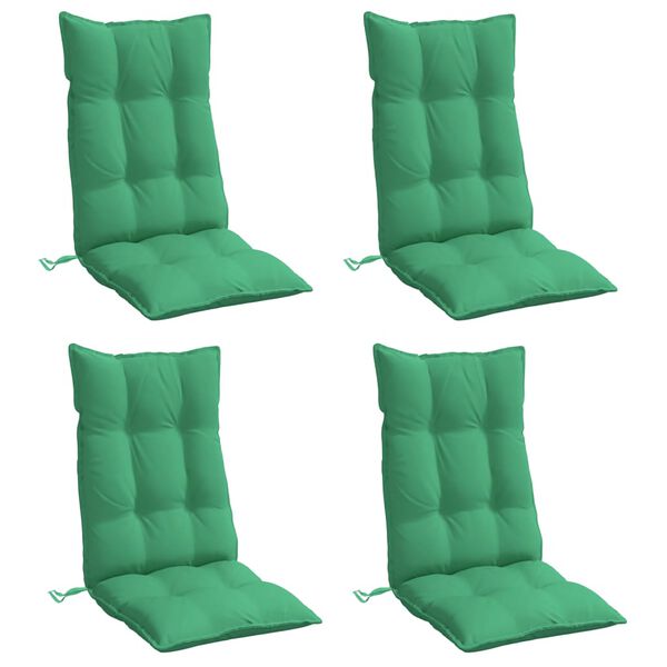 vidaXL Highback Chair Cushions 4 pcs Green Oxford Fabric