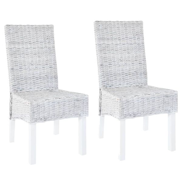vidaXL Dining Chairs 6 pcs Light Brown Kubu Rattan and Mango Wood
