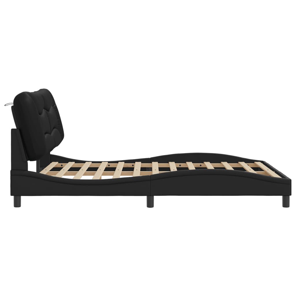 vidaXL Bed Frame without Mattress Black 152x203 cm Queen Faux Leather