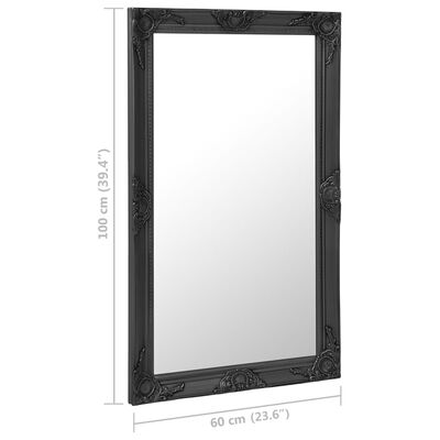 vidaXL Wall Mirror Baroque Style 60x100 cm Black