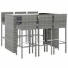 vidaXL 7 Piece Garden Bar Set with Cushions Grey Poly Rattan