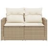 vidaXL Garden Sofa with Cushions 2-Seater Beige Poly Rattan