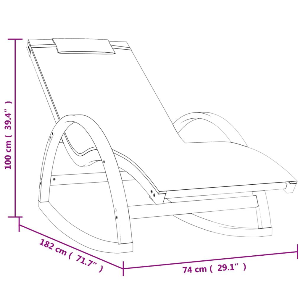 vidaXL Rocking Chair White Textilene and Solid Wood Poplar