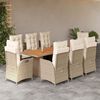 vidaXL 9 Piece Garden Dining Set with Cushions Beige Poly Rattan