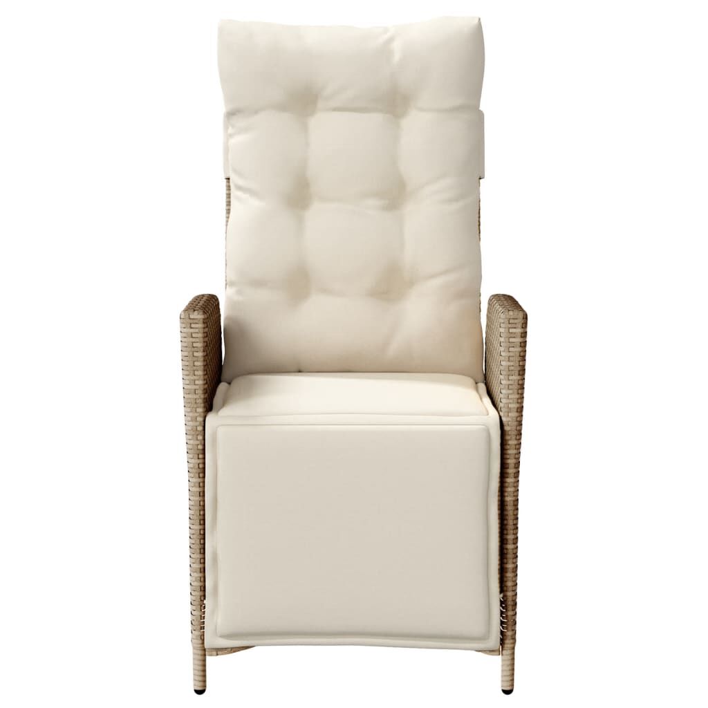 vidaXL Reclining Garden Chairs 2 pcs with Footrest Beige Poly Rattan
