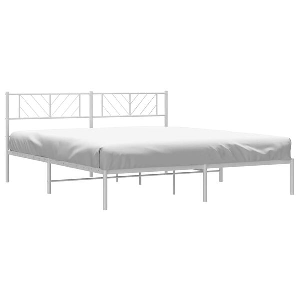vidaXL Metal Bed Frame without Mattress with Headboard White 183x213cm
