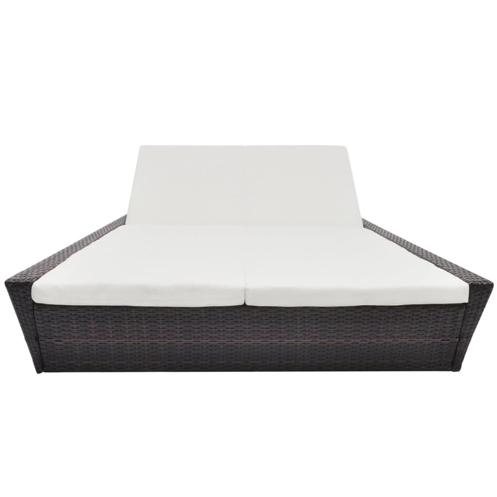 vidaXL Outdoor Lounge Bed with Cushion Poly Rattan Brown