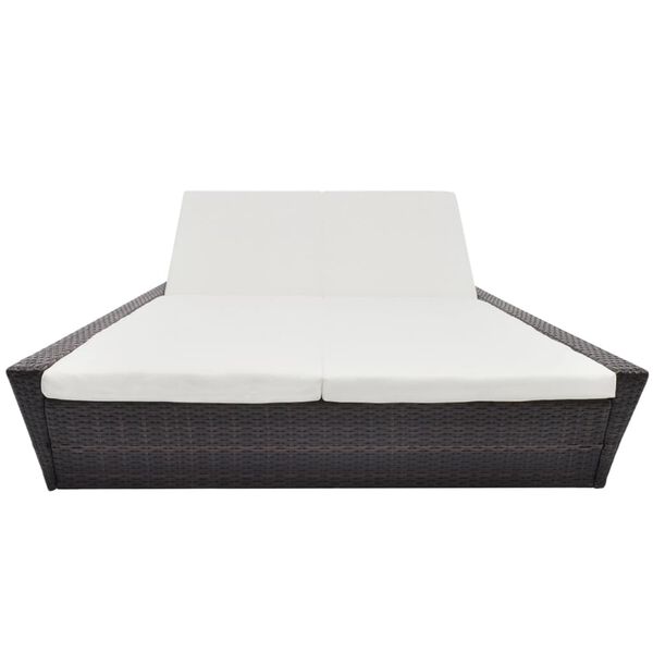 vidaXL Outdoor Lounge Bed with Cushion Poly Rattan Brown