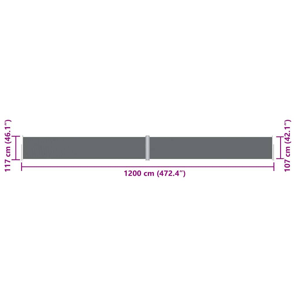 vidaXL Retractable Side Awning Anthracite 117x1200 cm