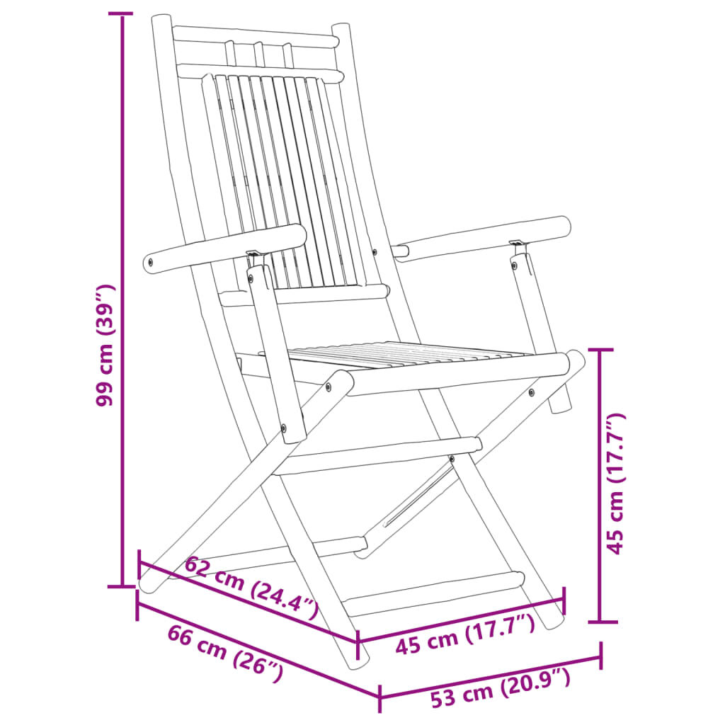 vidaXL 3 Piece Bistro Set Bamboo