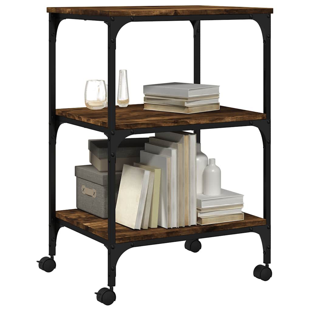 vidaXL Printer Stand 3-Tier Smoked Oak 50x41x75 cm Engineered Wood