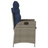 vidaXL Reclining Garden Chair with Cushions Grey Poly Rattan