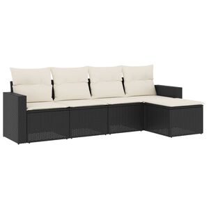 vidaXL 5 Piece Garden Sofa Set with Cushions Black Poly Rattan