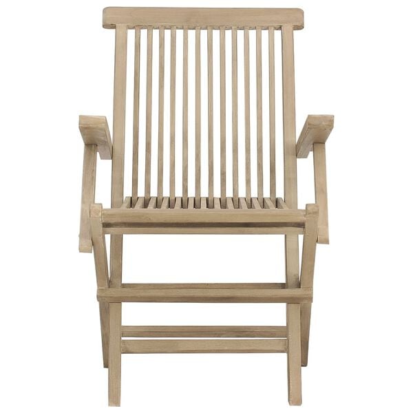vidaXL Folding Garden Chairs 2 pcs Grey 56x61x89 cm Solid Wood Teak