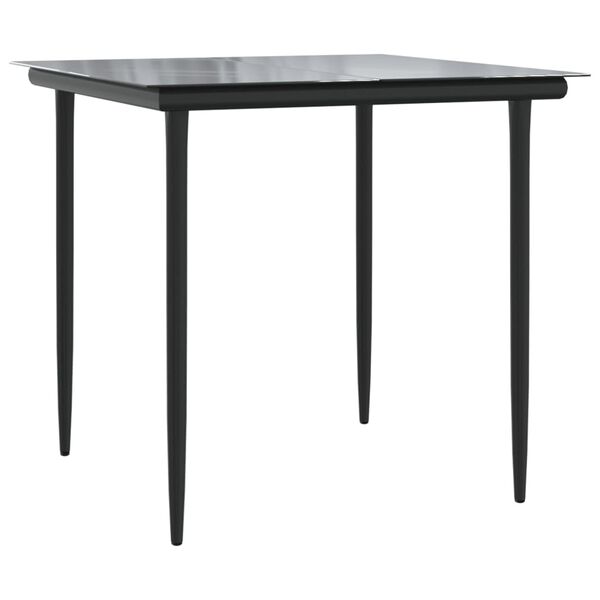 vidaXL 3 Piece Garden Dining Set with Cushions Black Poly Rattan