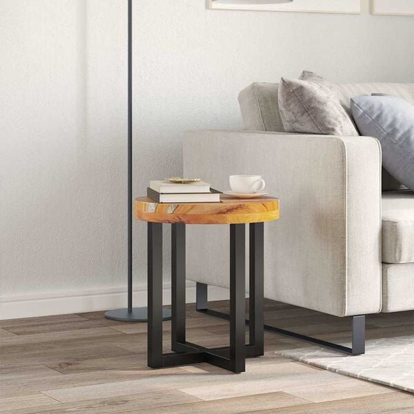 vidaXL Coffee Table 40x45 cm Solid Teak Wood and Polyresin