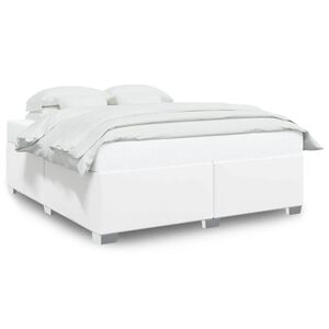 vidaXL Bed Frame without Mattress White King Faux Leather