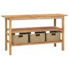 vidaXL Bathroom Vanity Cabinet with River Stone Sinks Solid Wood Teak