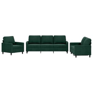 vidaXL 3 Piece Sofa Set with Cushions Dark Green Velvet