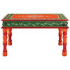 vidaXL Coffee Table Orange Hand Painted Solid Wood Mango