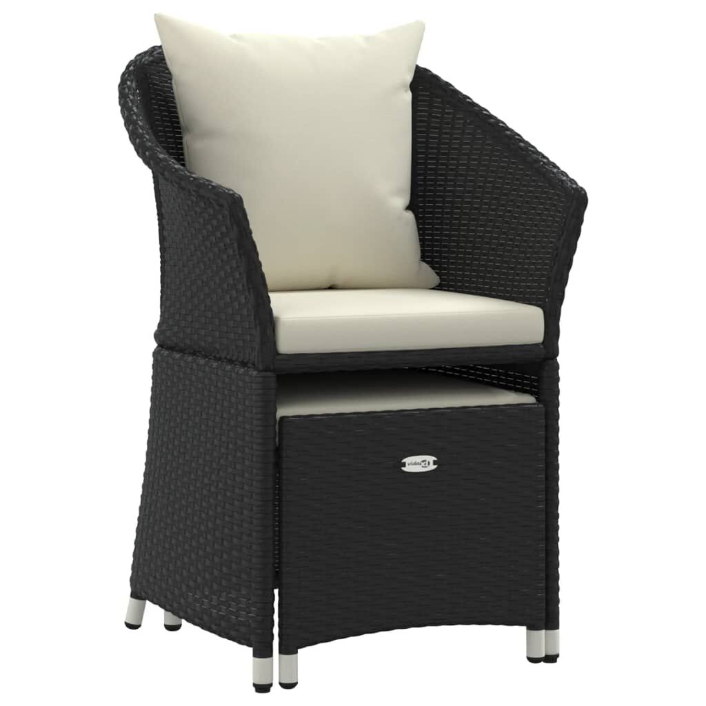 vidaXL 2 Piece Garden Lounge Set with Cushions Black Poly Rattan