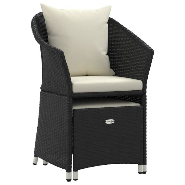 vidaXL 2 Piece Garden Lounge Set with Cushions Black Poly Rattan