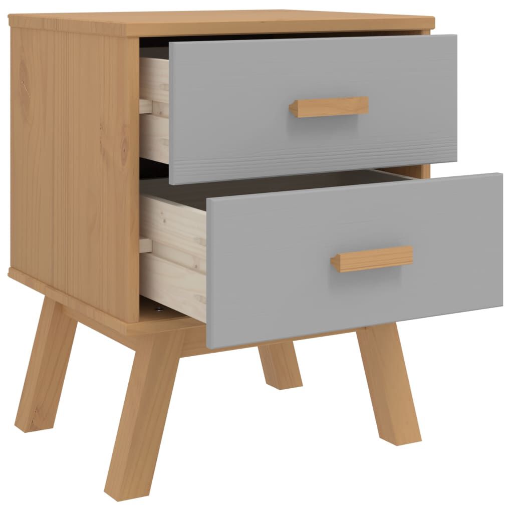 vidaXL Bedside Cabinet OLDEN Grey and Brown Solid Wood Pine