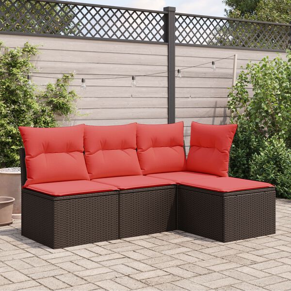 vidaXL Garden Stool with Cushion Brown 55x55x37 cm Poly Rattan