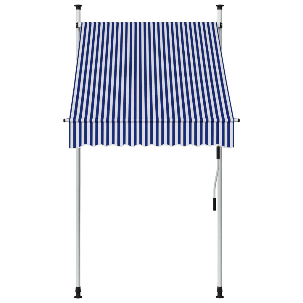 vidaXL Manual Retractable Awning 100 cm Blue and White Stripes