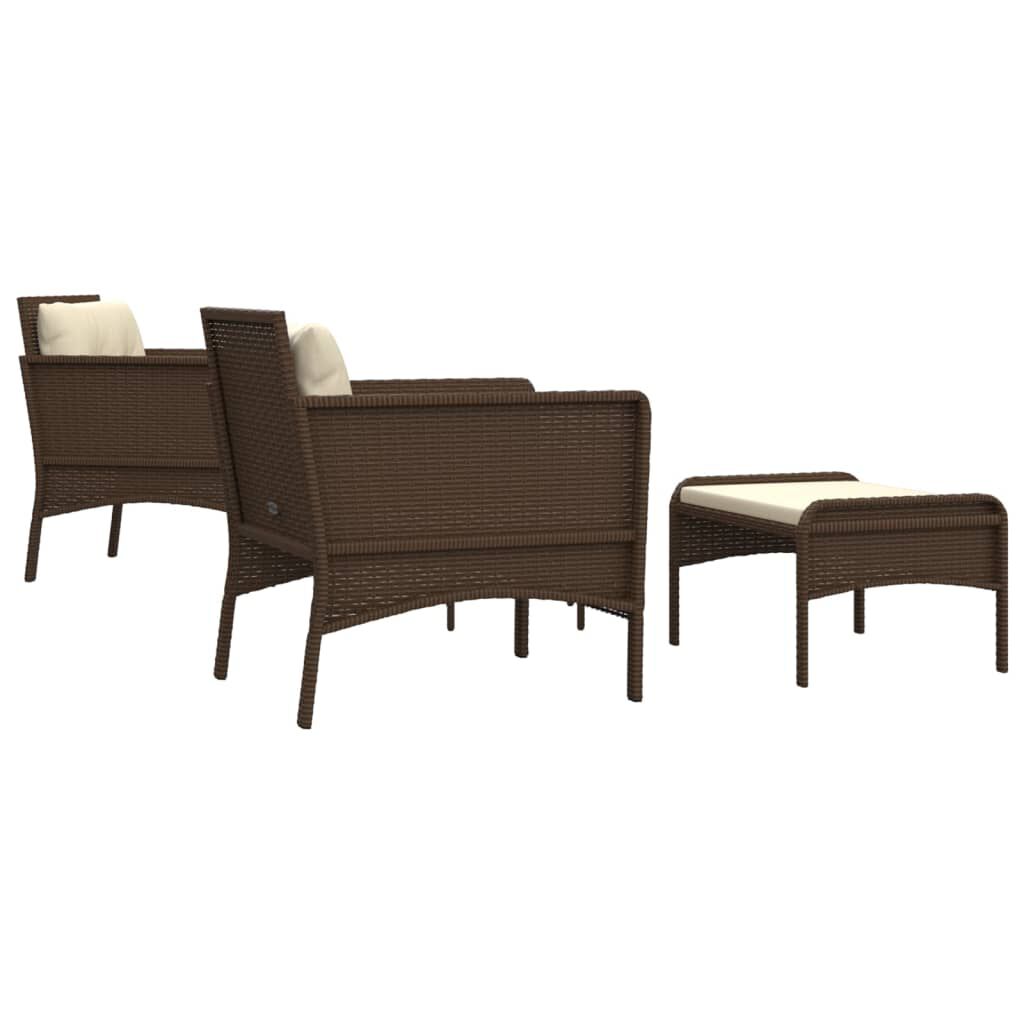 vidaXL 5 Piece Garden Lounge Set with Cushions Brown Poly Rattan