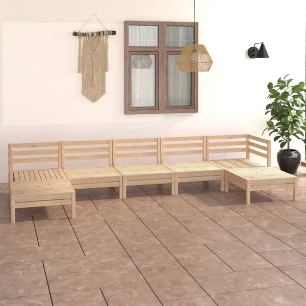vidaXL 7 Piece Garden Lounge Set Solid Wood Pine