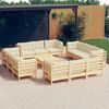 vidaXL 13 Piece Garden Lounge Set with Cream Cushions Pinewood