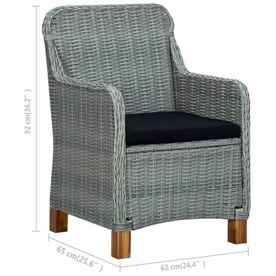 vidaXL 9 Piece Outdoor Dining Set with Cushions Poly Rattan Light Grey