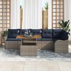 vidaXL Garden Sofa Set 7 pcs Grey and Navy Blue Poly Rattan