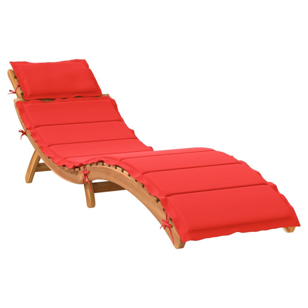 vidaXL Sun Lounger with Cushion Red Solid Wood Acacia