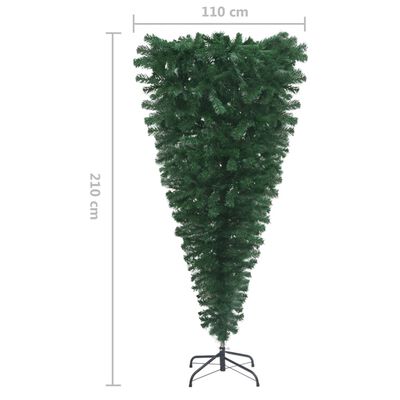 vidaXL Upside-down Artificial Pre-lit Christmas Tree with Ball Set 210 cm