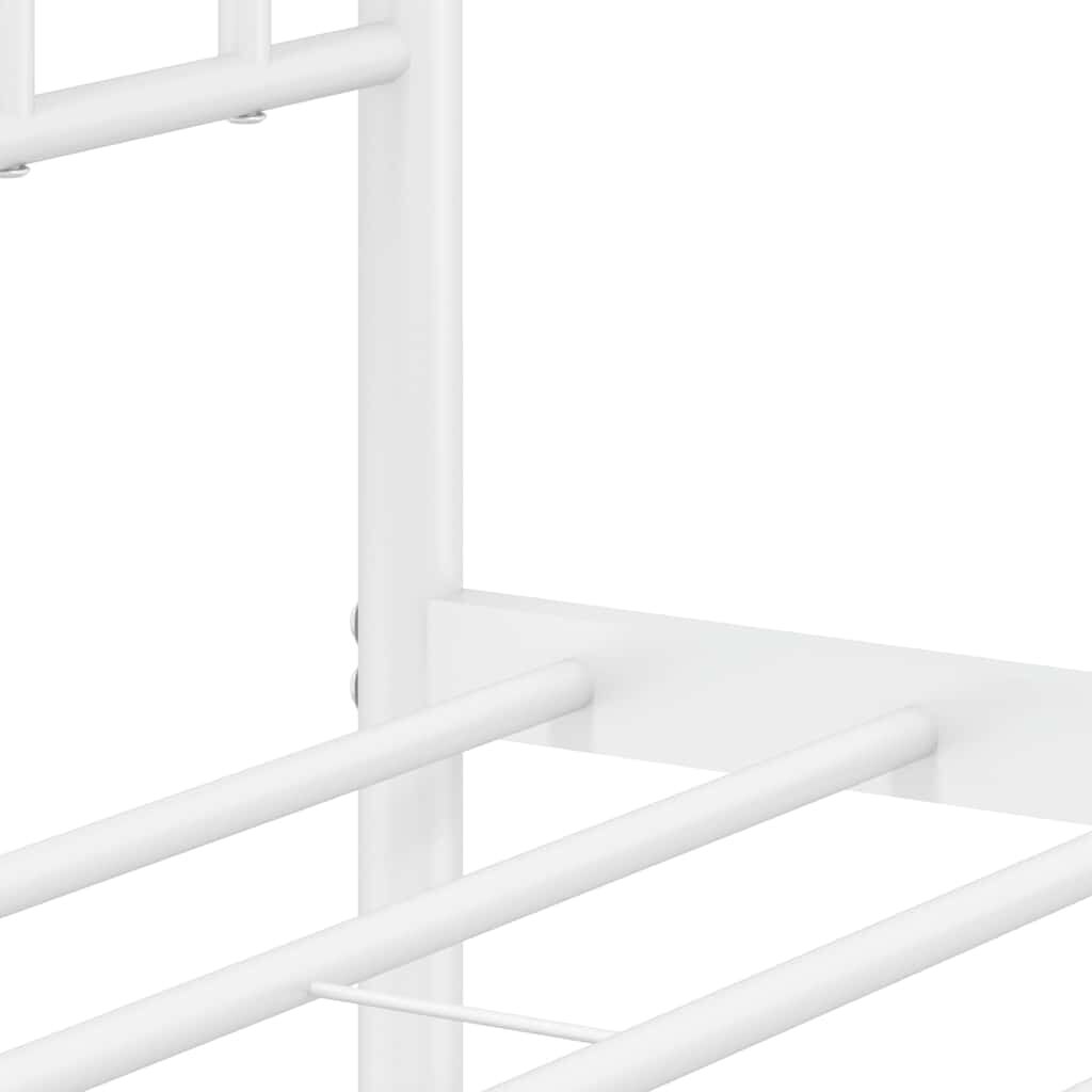 vidaXL Metal Bed Frame without Mattress with Headboard White 193x203cm