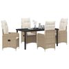 vidaXL Garden Dining Set with Cushion 5 pcs Beige Poly Rattan
