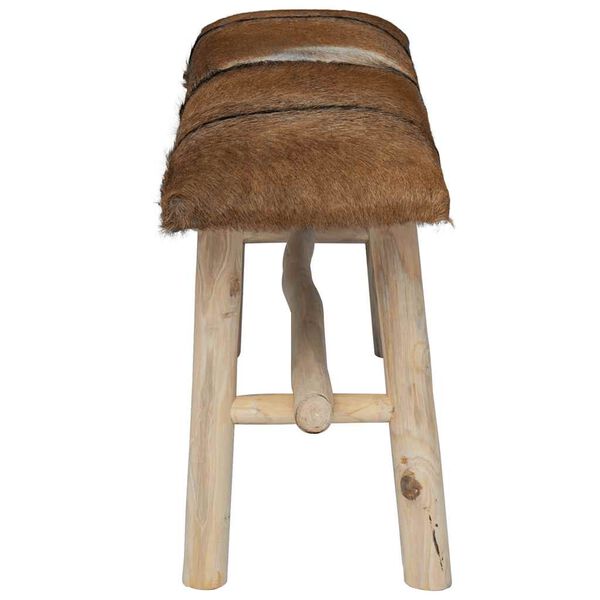 vidaXL Bench Goatskin Leather Teak