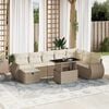 vidaXL 9 Piece Garden Sofa Set with Cushions Beige Poly Rattan