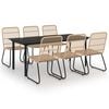 vidaXL 7 Piece Outdoor Dining Set Poly Rattan and Glass
