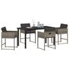 vidaXL Garden Dining Set with Cushion 5 pcs Grey Poly Rattan