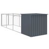 vidaXL Dog House with Run Anthracite 110x405x110 cm Galvanised Steel